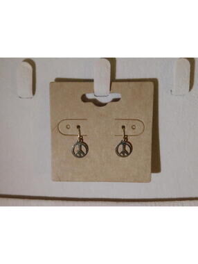 Solid Gold Peace Sign Dangle Earrings Stud Earrings